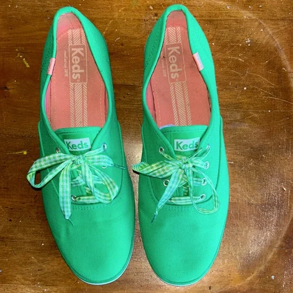 Keds Shoes Keds Womens Size 95 Bright Green Gingham Laces